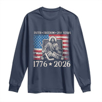 250 Years Faith and Freedom Christian Long Sleeve Shirt Jesus Hockey Player 4th of July American Flag