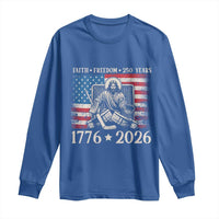 250 Years Faith and Freedom Christian Long Sleeve Shirt Jesus Hockey Player 4th of July American Flag