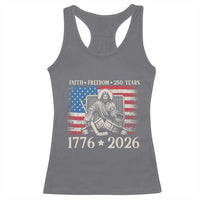 250 Years Faith and Freedom Christian Racerback Tank Top Jesus Hockey Player 4th of July American Flag