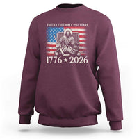 250 Years Faith and Freedom Christian Sweatshirt Jesus Hockey Player 4th of July American Flag
