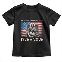 250 Years Faith and Freedom Christian Toddler T Shirt Jesus Hockey Player 4th of July American Flag
