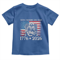 250 Years Faith and Freedom Christian Toddler T Shirt Jesus Hockey Player 4th of July American Flag