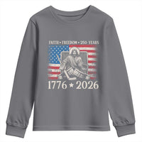 250 Years Faith and Freedom Christian Youth Sweatshirt Jesus Hockey Player 4th of July American Flag