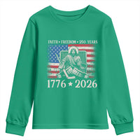 250 Years Faith and Freedom Christian Youth Sweatshirt Jesus Hockey Player 4th of July American Flag