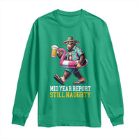 Mid-Year Report Still Naughty Long Sleeve Shirt Funny Bigfoot Drinking Beer Christmas in July