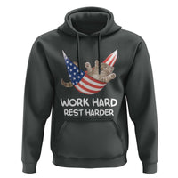 Funny Lazy Cat Hoodie Work Hard Rest Harder Cute Kitty Humor - Wonder Print Shop