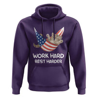 Funny Lazy Cat Hoodie Work Hard Rest Harder Cute Kitty Humor - Wonder Print Shop