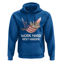 Funny Lazy Cat Hoodie Work Hard Rest Harder Cute Kitty Humor - Wonder Print Shop