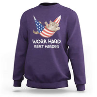 Funny Lazy Cat Sweatshirt Work Hard Rest Harder Cute Kitty Humor - Wonder Print Shop