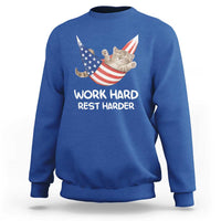Funny Lazy Cat Sweatshirt Work Hard Rest Harder Cute Kitty Humor - Wonder Print Shop