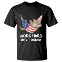 Funny Lazy Cat T Shirt Work Hard Rest Harder Cute Kitty Humor - Wonder Print Shop