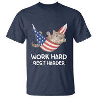 Funny Lazy Cat T Shirt Work Hard Rest Harder Cute Kitty Humor - Wonder Print Shop