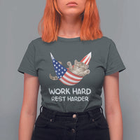 Funny Lazy Cat T Shirt For Women Work Hard Rest Harder Cute Kitty Humor - Wonder Print Shop