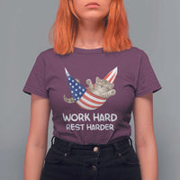 Funny Lazy Cat T Shirt For Women Work Hard Rest Harder Cute Kitty Humor - Wonder Print Shop