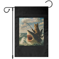 Funny Cat Riding Shark Garden Flag Fishing Fisherman Ocean Lover Humor - Wonder Print Shop