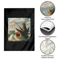 Funny Cat Riding Shark Garden Flag Fishing Fisherman Ocean Lover Humor - Wonder Print Shop