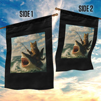 Funny Cat Riding Shark Garden Flag Fishing Fisherman Ocean Lover Humor - Wonder Print Shop