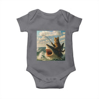 Funny Cat Riding Shark Baby Onesie Fishing Fisherman Ocean Lover Humor - Wonder Print Shop