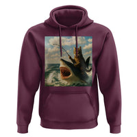 Funny Cat Riding Shark Hoodie Fishing Fisherman Ocean Lover Humor - Wonder Print Shop