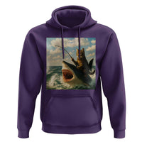 Funny Cat Riding Shark Hoodie Fishing Fisherman Ocean Lover Humor - Wonder Print Shop