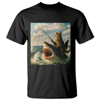 Funny Cat Riding Shark T Shirt Fishing Fisherman Ocean Lover Humor - Wonder Print Shop