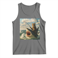 Funny Cat Riding Shark Tank Top Fishing Fisherman Ocean Lover Humor - Wonder Print Shop
