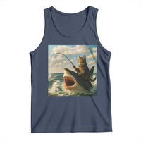 Funny Cat Riding Shark Tank Top Fishing Fisherman Ocean Lover Humor - Wonder Print Shop