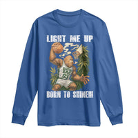 Funny Bigfoot Basketball Long Sleeve Shirt Light Me Up Born To Shine - Wonder Print Shop