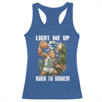 Funny Bigfoot Basketball Racerback Tank Top Light Me Up Born To Shine - Wonder Print Shop