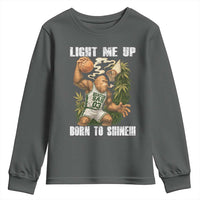 Funny Bigfoot Basketball Youth Sweatshirt Light Me Up Born To Shine - Wonder Print Shop