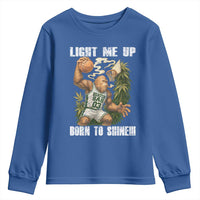 Funny Bigfoot Basketball Youth Sweatshirt Light Me Up Born To Shine - Wonder Print Shop