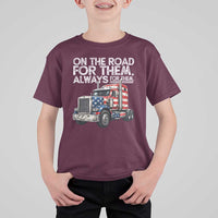 Truck Driver American Flag T Shirt For Kid On The Road For Them Always For Them Trucker Life - Wonder Print Shop