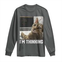 Tech Support Cat Long Sleeve Shirt I'm Thinking Funny Computer Engineer Coding Kitty - Wonder Print Shop