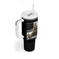Tech Support Cat Tumbler With Handle I'm Thinking Funny Computer Engineer Coding Kitty