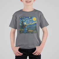 Cute Cat Starry Night T Shirt For Kid Kitty Lovers - Wonder Print Shop