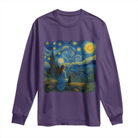 Cute Cat Starry Night Long Sleeve Shirt Kitty Lovers - Wonder Print Shop