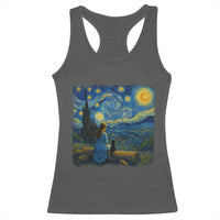 Cute Cat Starry Night Racerback Tank Top Kitty Lovers - Wonder Print Shop