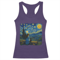 Cute Cat Starry Night Racerback Tank Top Kitty Lovers - Wonder Print Shop