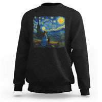 Cute Cat Starry Night Sweatshirt Kitty Lovers - Wonder Print Shop
