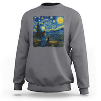 Cute Cat Starry Night Sweatshirt Kitty Lovers - Wonder Print Shop