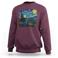 Cute Cat Starry Night Sweatshirt Kitty Lovers - Wonder Print Shop