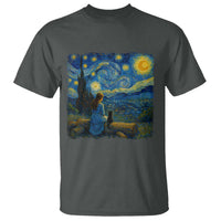 Cute Cat Starry Night T Shirt Kitty Lovers - Wonder Print Shop