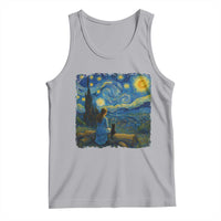 Cute Cat Starry Night Tank Top Kitty Lovers - Wonder Print Shop