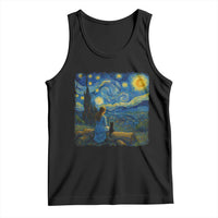 Cute Cat Starry Night Tank Top Kitty Lovers - Wonder Print Shop