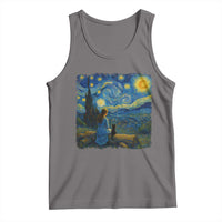 Cute Cat Starry Night Tank Top Kitty Lovers - Wonder Print Shop