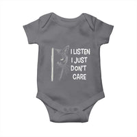 Funny Introvert Cat Baby Onesie I Listen I Just Don't Care Sarcastic Kitty Lover - Wonder Print Shop
