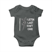 Funny Introvert Cat Baby Onesie I Listen I Just Don't Care Sarcastic Kitty Lover - Wonder Print Shop