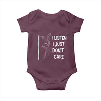 Funny Introvert Cat Baby Onesie I Listen I Just Don't Care Sarcastic Kitty Lover - Wonder Print Shop