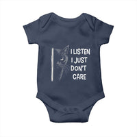 Funny Introvert Cat Baby Onesie I Listen I Just Don't Care Sarcastic Kitty Lover - Wonder Print Shop