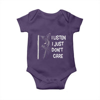 Funny Introvert Cat Baby Onesie I Listen I Just Don't Care Sarcastic Kitty Lover - Wonder Print Shop